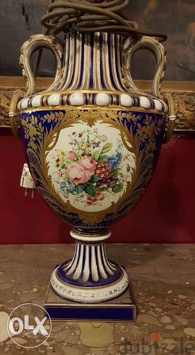 Sevres Antique vase , فازة اباجورة سيفر فرنساوي اصلي قديم مختومة ضخمة 1