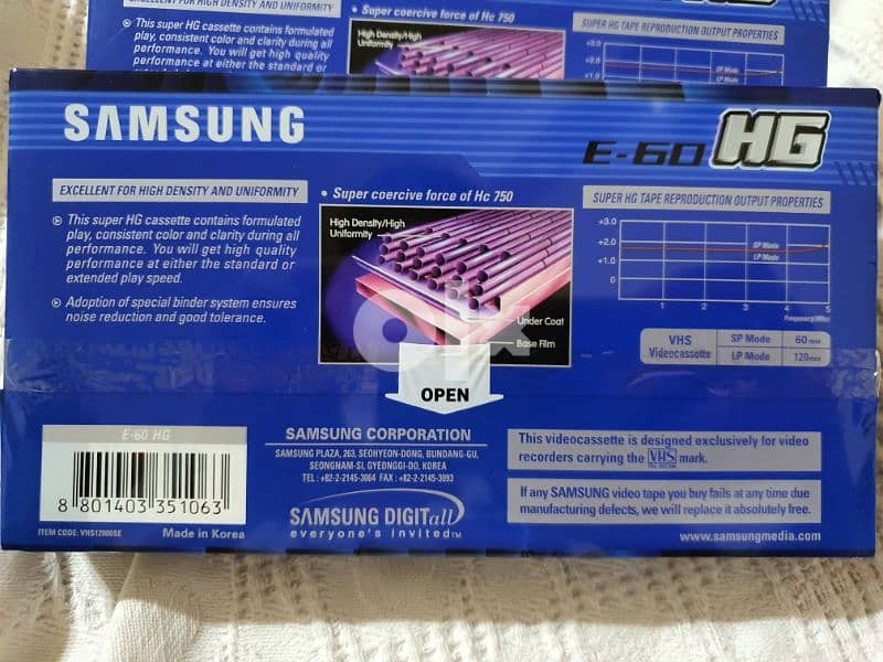 Samsung VHS E-60 High Grade AntiFungus Tape شريط فيديو سامسونج جديد 2