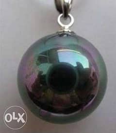 Huge 16mm Black AB Sea Shell Pearl Pendant Available For sale 0
