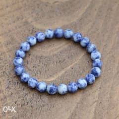 Blue Jasper Gemstone Bracelet أساور أحجار الجاسبر الأمريكية الطبيعية 0