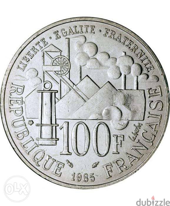 100فرنك فرنسى فضه عيار 1000 إنتاج 1985 خاصه بالكاتب والروائى أميل زولا 1