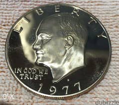 هبوط أبوللو 11 على سطح القمر - دولار ايزنهاور من الفضة الخالصة 1977