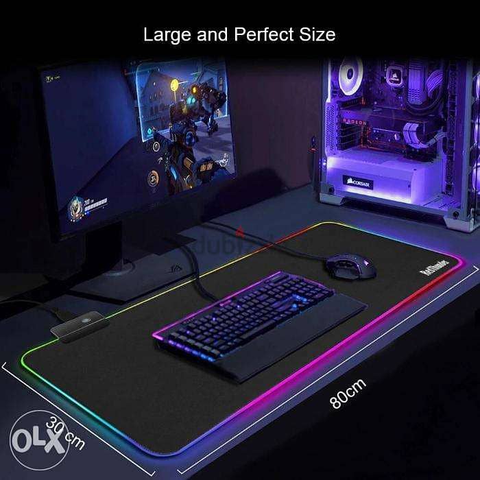 RGB Gaming Mouse Pad XL Non-Slip Rubber Base Extended MousePad 4