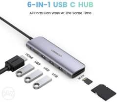 UGREEN 70410 USB C Hub 6 in 1 3 USB 3.0 0