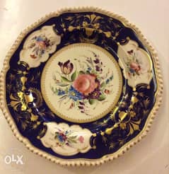 Antique Bloor Royal Crown Derby Cobalt floral Hand - Painted plate