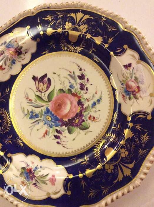 Antique Bloor Royal Crown Derby Cobalt floral Hand - Painted plate 1