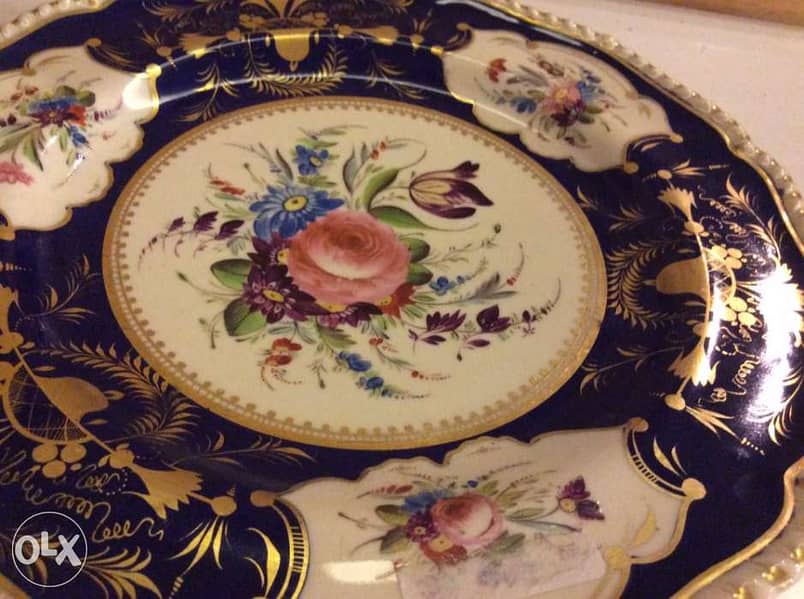 Antique Bloor Royal Crown Derby Cobalt floral Hand - Painted plate 2
