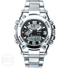 Sports Men's Wrist Watches LED Digital Quartz Clock Silver Waterproof 0