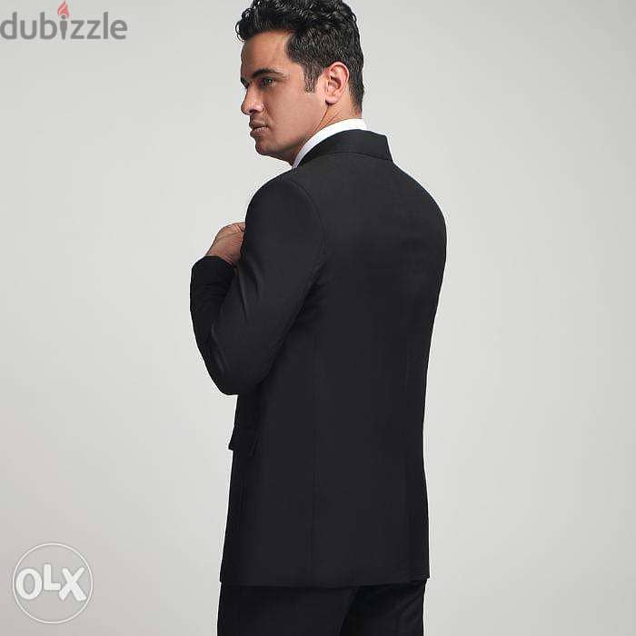 Tie House Slim Fit Oxford Suit Black 2