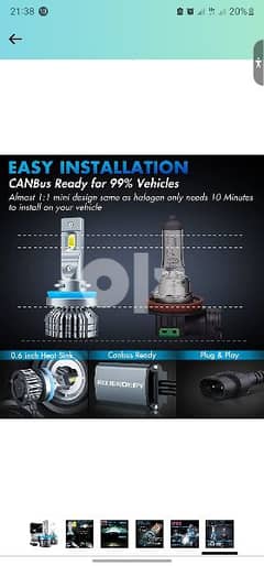 ROJERDERY H11/H9/H8 LED Headlight Bulb Conversion Kits 0
