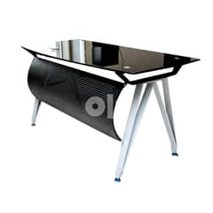 Black and silver Office desk - مكتب زجاجي قوي جدا اسود و فضي