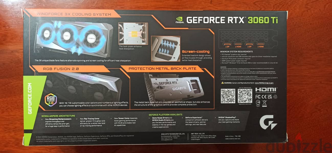 GIGABYTE VGA Nvidia GeForce RTX 3060 Ti Gaming OC LHR 8GB 3X FANS 4