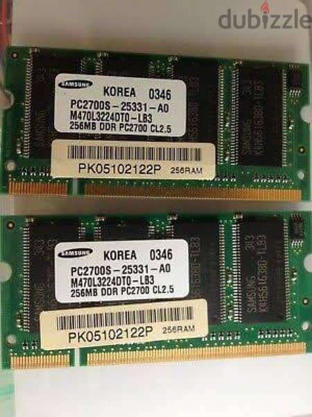 قطعتين 256 DDR1 القديمة للاب توب 0