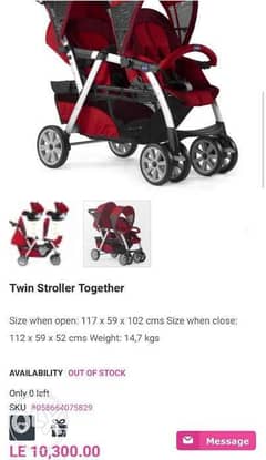 Chicco twin stroller as new 0