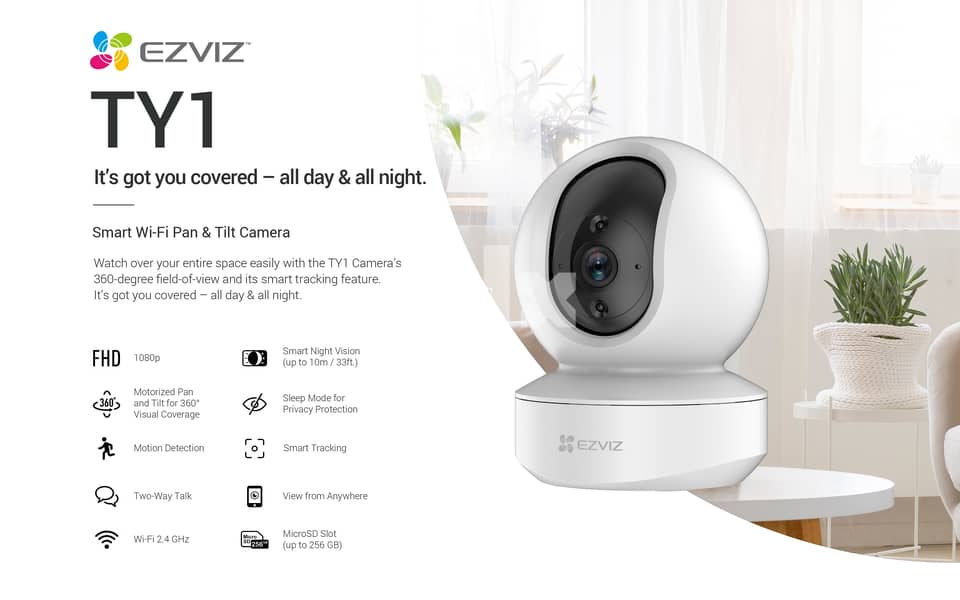 كاميرا مراقبه EZVIZ ذكية قابلة للإمالة والتحريك تتصل بشبكة شبكة Wi-Fi 1