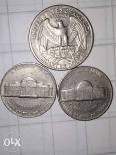 2 Coins of five cents Dollar from 1968 & 1975 E Pluribus UNUM 0