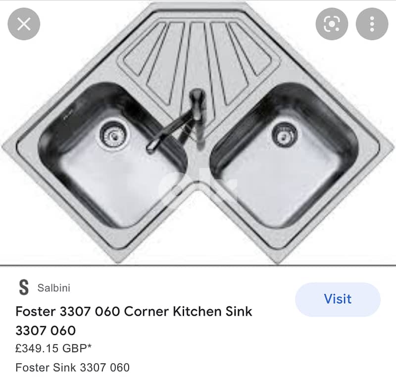 Corner Kitchen Sink stainless steel (Foster Italian) 1