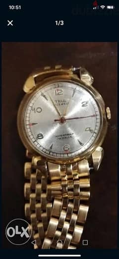 Tell Swiss made pure gold watch 18 kt and genuine gold Rolex wrap