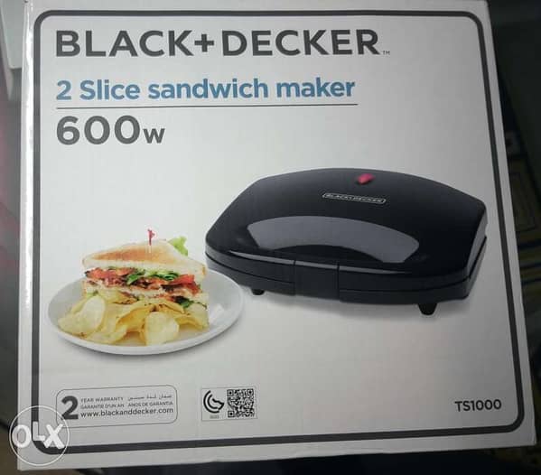 Buy Black + Decker Sandwich Maker 2 Slices 600W - Black