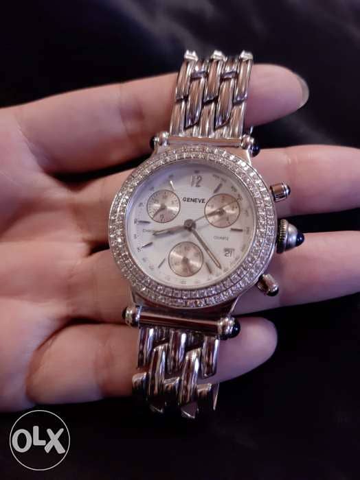 ساعة ذهب ابيض فصوص الماس بسعر لقطة (White gold&diamond watch) 1