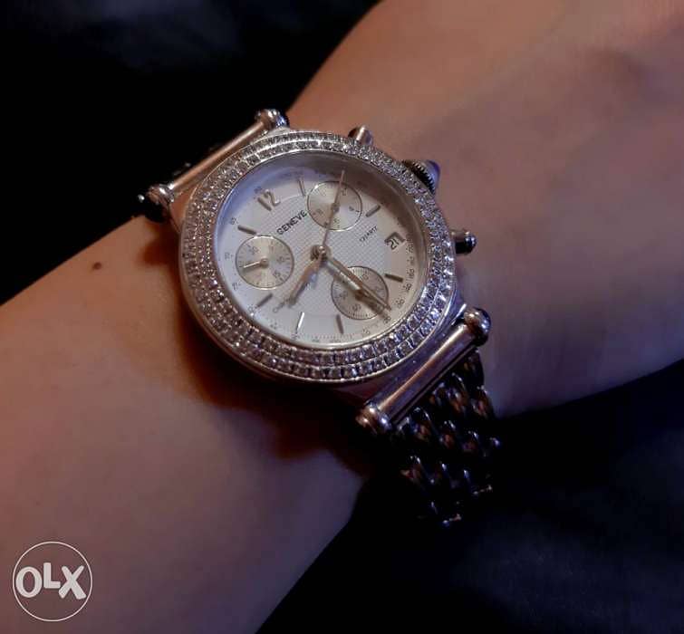 ساعة ذهب ابيض فصوص الماس بسعر لقطة (White gold&diamond watch) 4