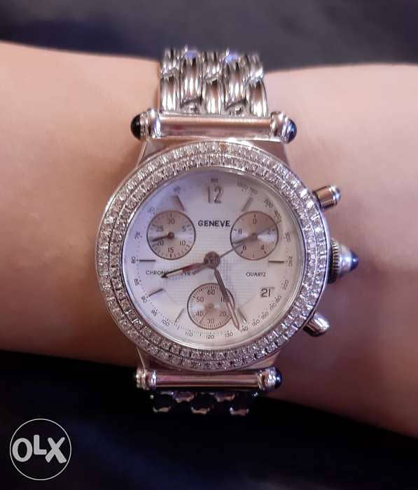 ساعة ذهب ابيض فصوص الماس بسعر لقطة (White gold&diamond watch) 5