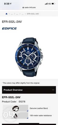 Casio edifice watch EFR-552L-2A original like new