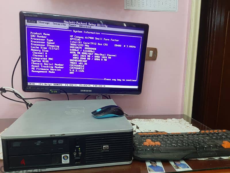 كمبيوتر مكتبي hp compaq بشاشة سامسونج ٢٣ بوصة مالتى ميديا 1