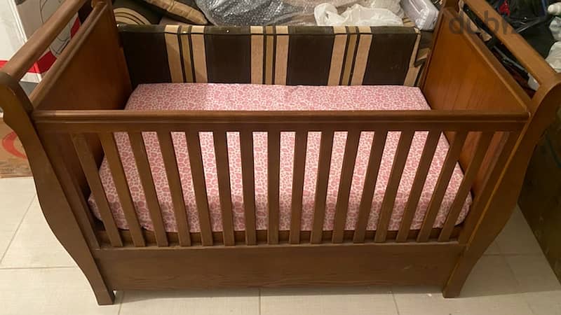 Wood Crib with Mattress 2
