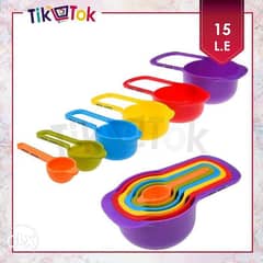 طقم معيار 6 قطع Colorful 6 Piece Cooking Plastic Measuring Spoons & C 0