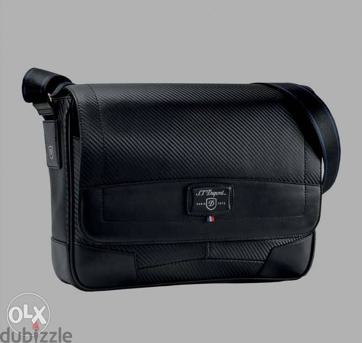 S. T Dupont Defi Small Messenger Bag Black Carbon Leather (Original) 0