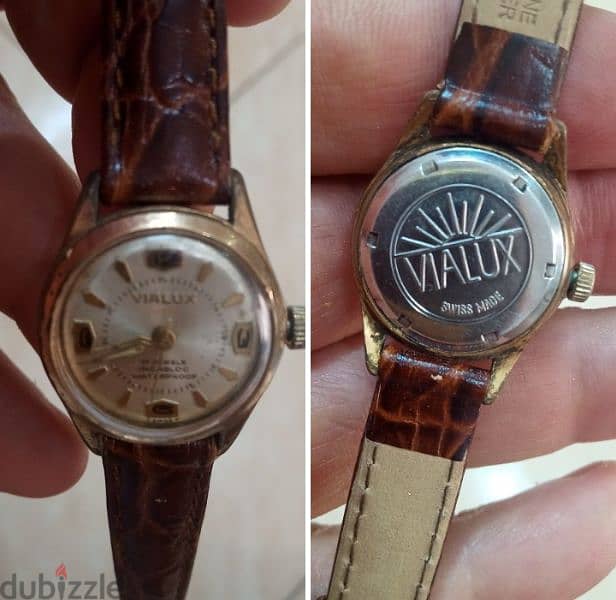 ساعة دوبليه حريم قديمة سويسري ملو فايا لوكس VIALUX 1