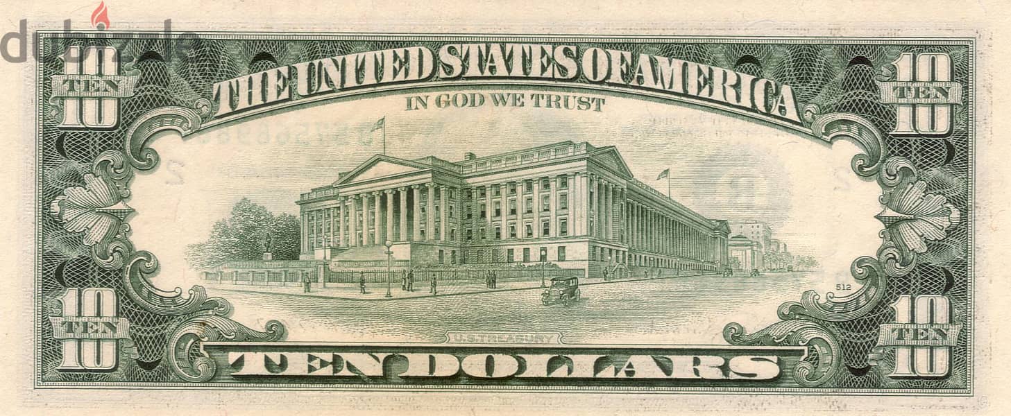 10دولارات امريكية نادرة_انسر_ جديدة بحالة البنك _ اصدار 1990 منذ 33عام 1