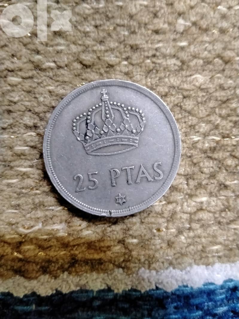 1975 (79) Spain 25 Pesetas silver, King Juan Carlos I 1