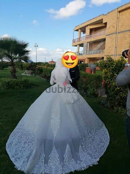 فستان زفاف وطرحه اخر صيحه وسعر لقطه لبسه مره واحده فقط بحالته للتصوير 5
