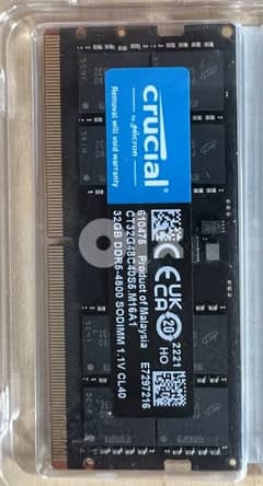 Crucial 32GB laptop RAM DDR5-4800 رامات لابتوب 0