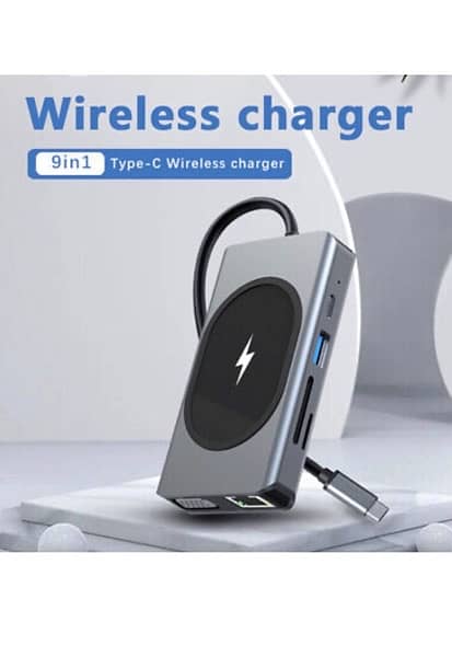 apple macbook pro type c hub 9 in 1 and wireless fast charger 2