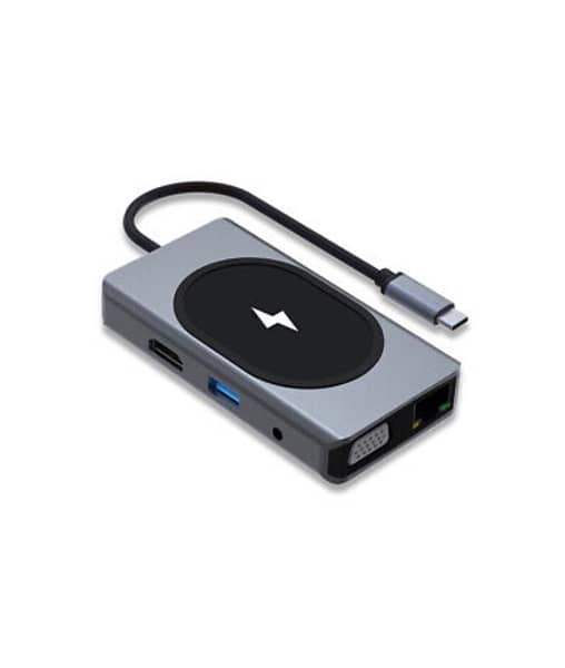 apple macbook pro type c hub 9 in 1 and wireless fast charger 7