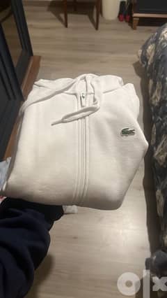 Lacoste white zipped hoodie - size L - brand new with the tag 0