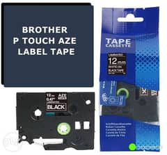 Black Label Tape Compatible for Brother Aze PT-D200 H110 P-Touch 12mm 0
