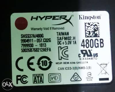 هاردين ssd كينجستون ٤٩٠ جيجا hyper x