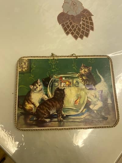 Vintage wooden Cats Portrait