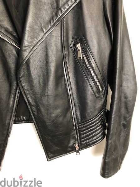 Black Leather Woman Jacket Size S 2