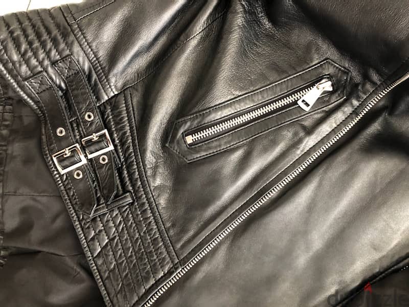 Black Leather Woman Jacket Size S 5