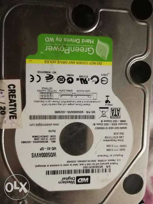 Hard disk 500 western digital +رامه ٤ جيجا كوري باس ١٣٣٣ 0