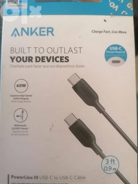 كابل anker c وشاحن عربية 5 امبير 1