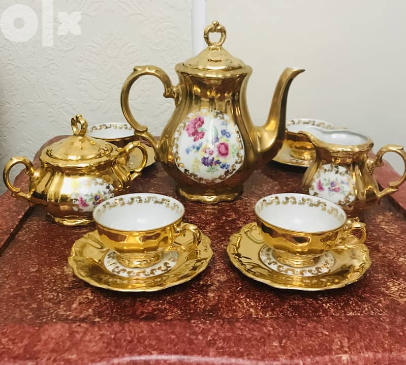 Stunning Antique limited edition Bareuther Bavaria Coffee Set 24k Gold 0