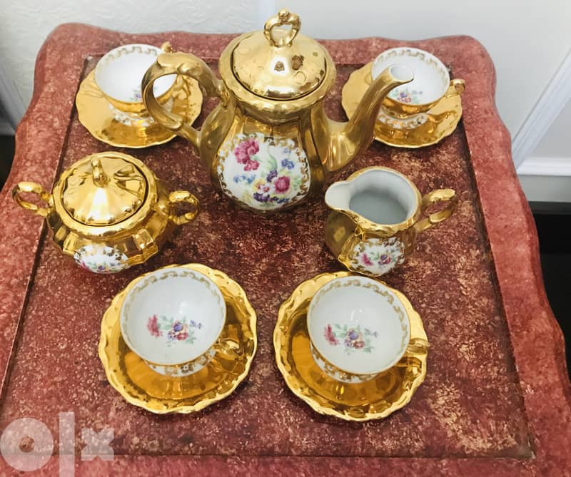 Stunning Antique limited edition Bareuther Bavaria Coffee Set 24k Gold 2