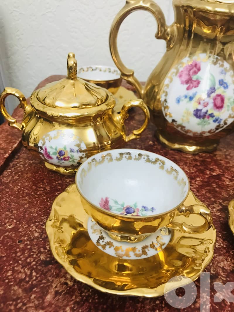 Stunning Antique limited edition Bareuther Bavaria Coffee Set 24k Gold 3