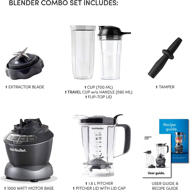 خلاط نيوتريبولت ,Nutribullet 1.6 Litre High Speed Blender,9 Piece 3